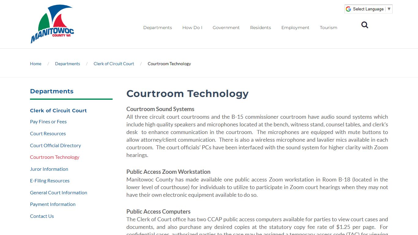 Manitowoc County - Courtroom Technology